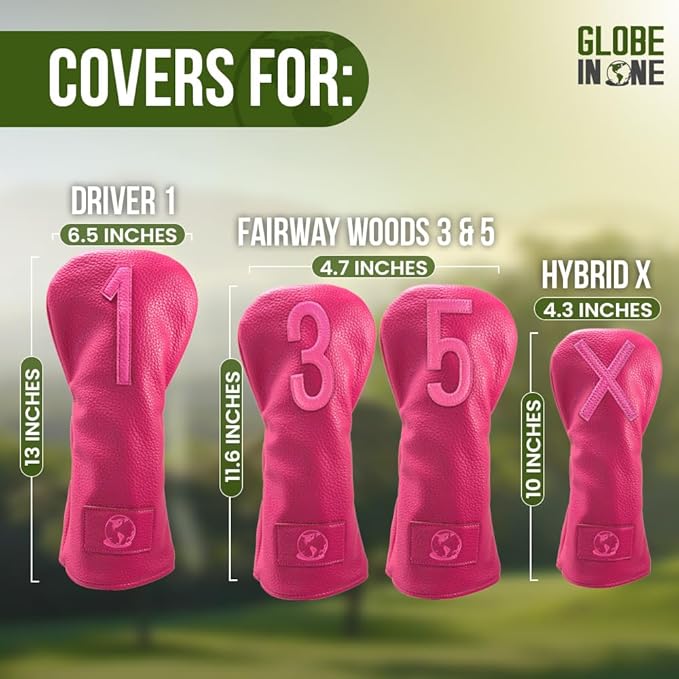 Premium Golf Club Head Covers Set of 4 Fits Drivers Fairways Hybrids 1, 3, 5 and X