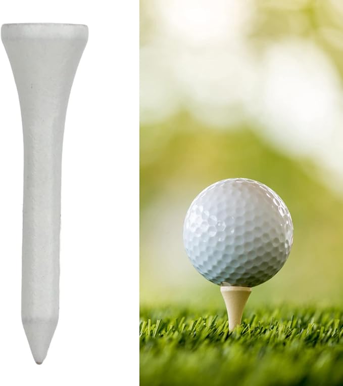 50Pcs Golf Tees, Wooden Practice Golf Tees White Long Ball Base Set Kit for Outdoor Sports