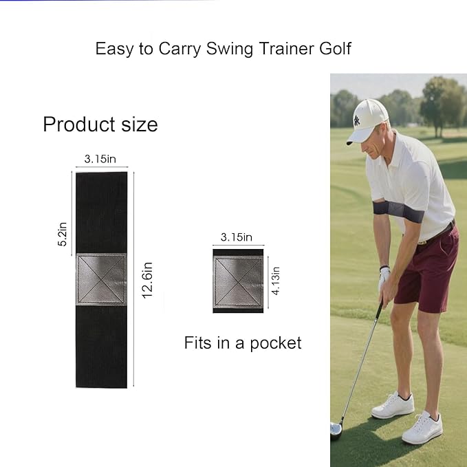 2PCS Golf Swing Trainer Aid - Swing Correction Arm Band for Muscle Memory, Sync Arms & Fix Chicken Wing, Portable Golf Training Aid for Right or Left-Handed Players, All Skill Levels