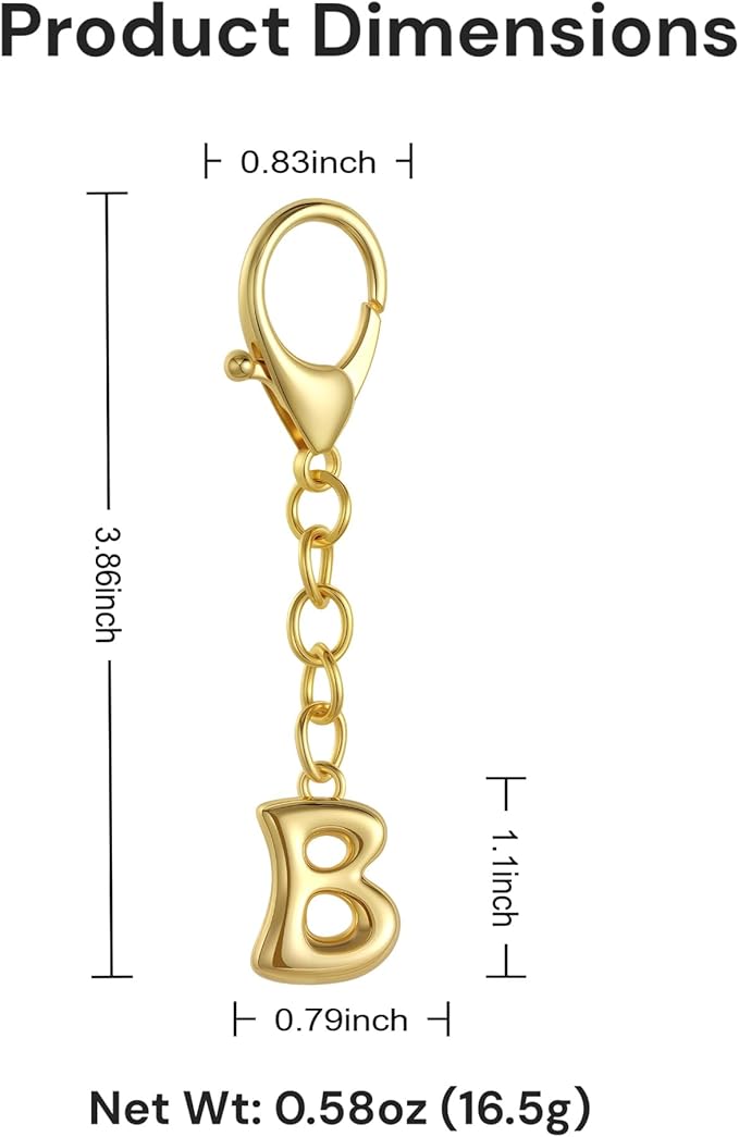 Bubble Gold Letter Bag Charms for Women, Cute Initial Keychain for Handbags, Purse Charms Birthday Christmas Gifts