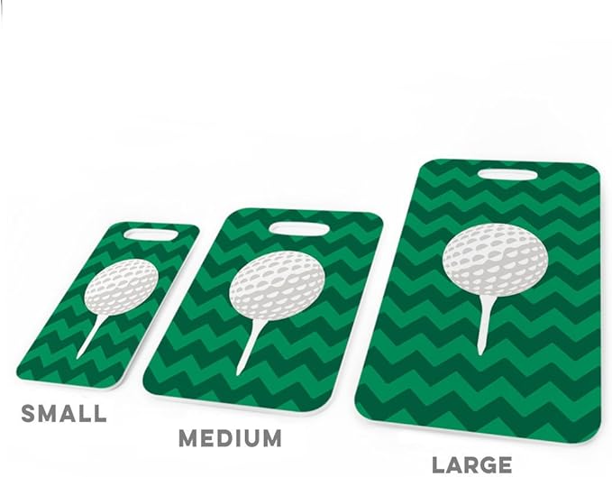 ChalkTalkSPORTS Golf Luggage & Bag Tag | Golf Ball and Tee | Custom Info on Back | Large | Green