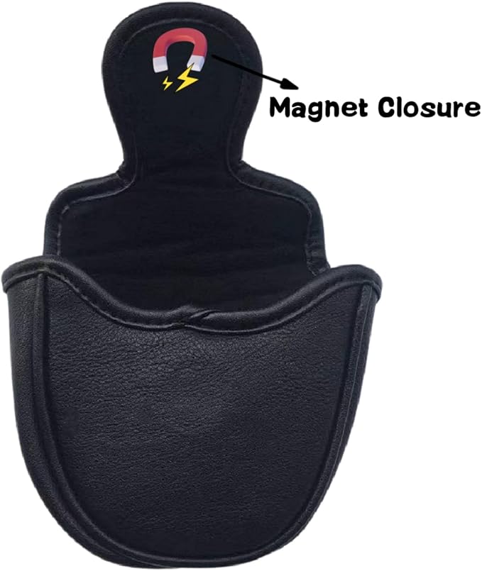 Blank Golf Mallet Putter Cover - Black or White Head Cover with Magnetic Closure