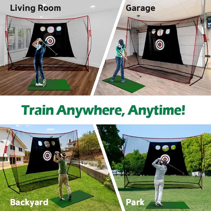 Golf Hitting Net with Putting Mirror - 10×7ft Heavy Duty Golf Practice Net for Indoor & Outdoor Use, Easy to Assemble