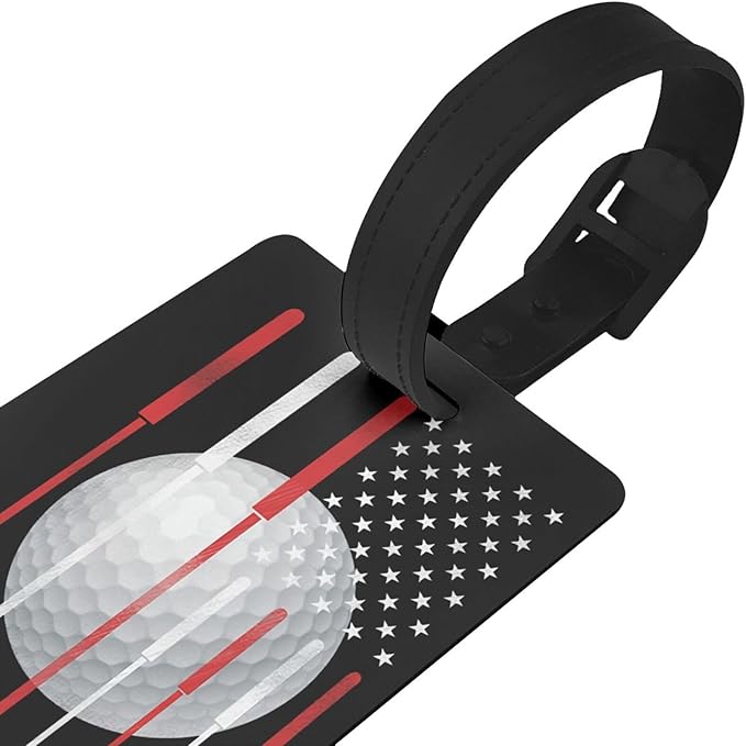 Golf American Flag Luggage Tag Suitcase Identify Labels Personalized Travel Bag Tag 2.5X4.1Inch