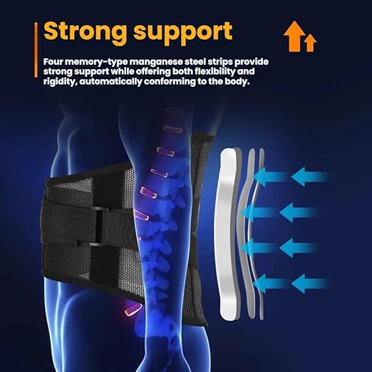 New Lower Back Brace for Men and Women, Lumbar Support with Adjustable Straps, Breathable & Heavy Duty, IV-Shaped Support for Sciatica Pain Relief, Posture Corrector for Rehabilitation, Work, Sports