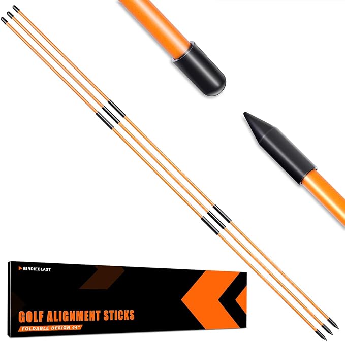 Professional 2 or 3 or 4 Pack Collapsible Golf Alignment Sticks, Premium 40" Alignment Golf Stick Ideal for Aiming, Putting and Swing Practice