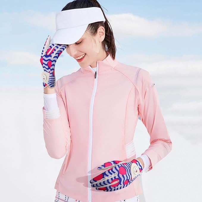 Golf Gloves Women with Ball Marker 2 Pack, Right Handed Golfer Left Hand, Ladies Breathable Soft All Weather Grip Glove Fit Size Small Medium Large XL