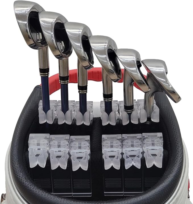 Golf Club Holder Club Organizer Durable Polycarbonate Clips for Irons,Woods,Drivers Heavy-Duty Golf Bag Clip-On Holder Golf Accessories