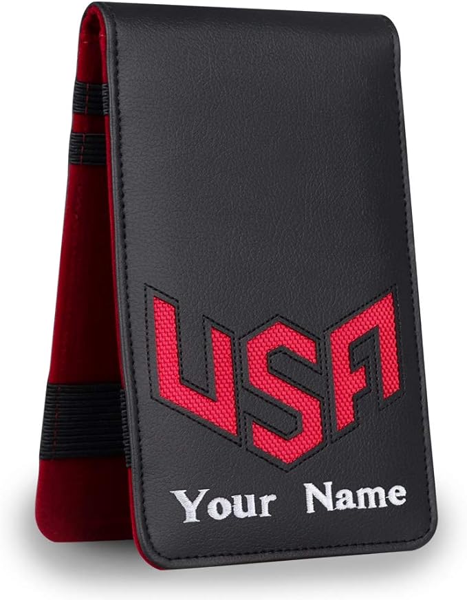 Golf Scorecard Holder & Yardage Book Cover, Golf Accessories Black Premium Leather Yardage Book Holders Cover