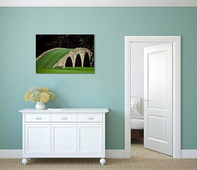 chenchenArt Famous Bridge at Augusta National Golf Course Wall Art for Living Room Bedroom Bathroom Home Decorations Golf Art Augusta Golf Poster Canvas Prints Framed Ready to Hang(12''H x 16''W)