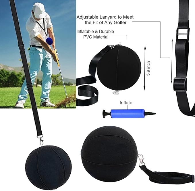 Amy Sport Golf Swing Training Aid Wrist Hinge Adjustable Arm Band with Hanger Smartball Connection Band for Correction, Men Women Ball Between Arms Practice Tool