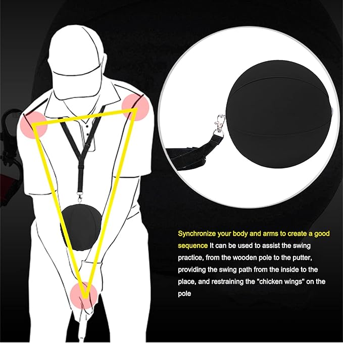 Amy Sport Golf Swing Training Aid Wrist Hinge Adjustable Arm Band with Hanger Smartball Connection Band for Correction, Men Women Ball Between Arms Practice Tool