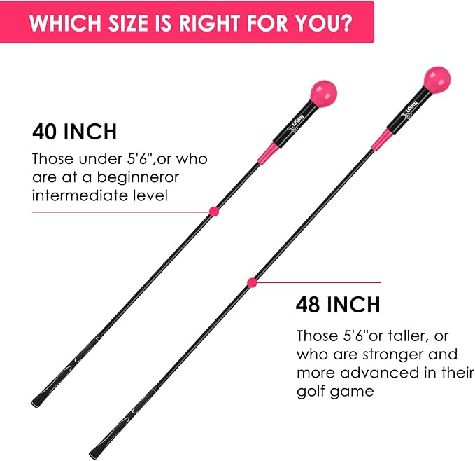 Golf Swing Trainer Aid 48"/40" Warm-Up Stick for Strength Flexibility Tempo Training Golf Practice Aid with Weighted Head Swing Corrector for Men Women