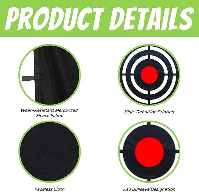Golf Target Hitting Cloth - Black Portable Foldable Easy Setup for Indoor Outdoor Backyard Practice Training Aid Beginners Men Father Gift