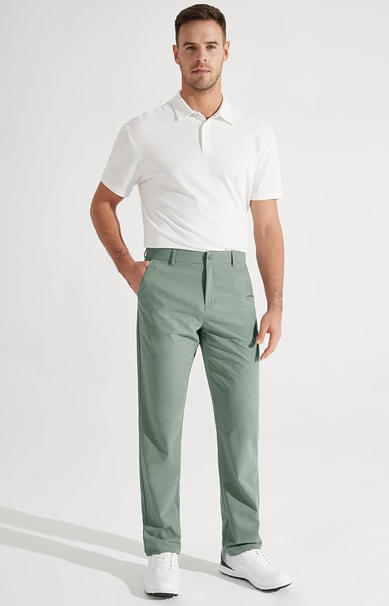 Libin Mens Golf Pants Stretch Work Dress Pants 30"/32"/34" Quick Dry Lightweight Casual Comfy Trousers with Pockets