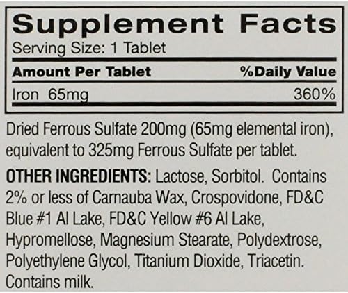 Feosol Original Iron Supplement Tablets, Non-heme, 325mg Ferrous Sulfate (65mg Elemental Iron) per Iron Pill, 1 Per Day, 120ct, 4 Month Supply, for Energy and Immune System Support, Made in USA