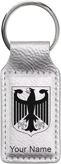 LaserGram Rectangle Keychain, Coat of Arms Germany, Personalized Engraving Included (Silver)