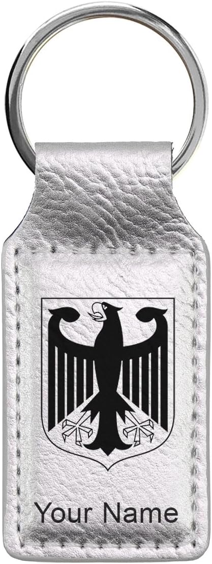 LaserGram Rectangle Keychain, Coat of Arms Germany, Personalized Engraving Included (Silver)