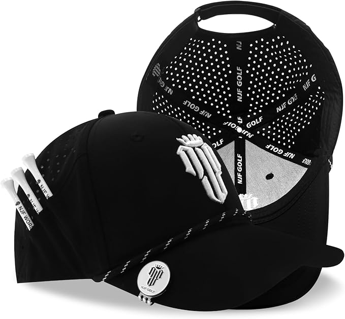 NJF Golf™ Hat Men - Breathable Mens Golf Hats, Adjustable Rope Snapback Cap, Convenient Cap with Tee Holder