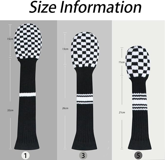 LeFeng 3Pcs Golf Club Covers, Knitted Golf Club Covers for 460cc Driver Fairway Woods and Hybrid