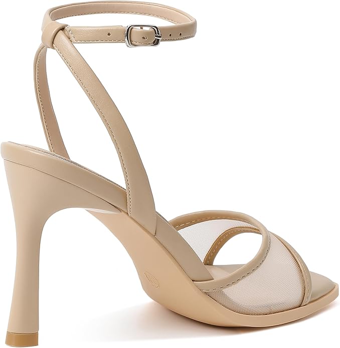 Mostrin Strappy Heels for Women Square Open Toe Lace Up Heeled Sandals Ankle Strap Sexy Stiletto High Heels for Party, Prom, Dating, Wedding
