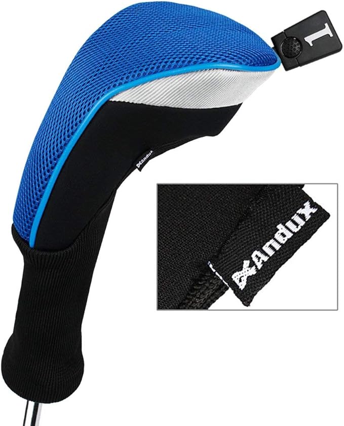 Andux 5pcs/Set Mesh Golf 460cc Driver Fairway Wood Club Head Covers Long Neck with No. Tags