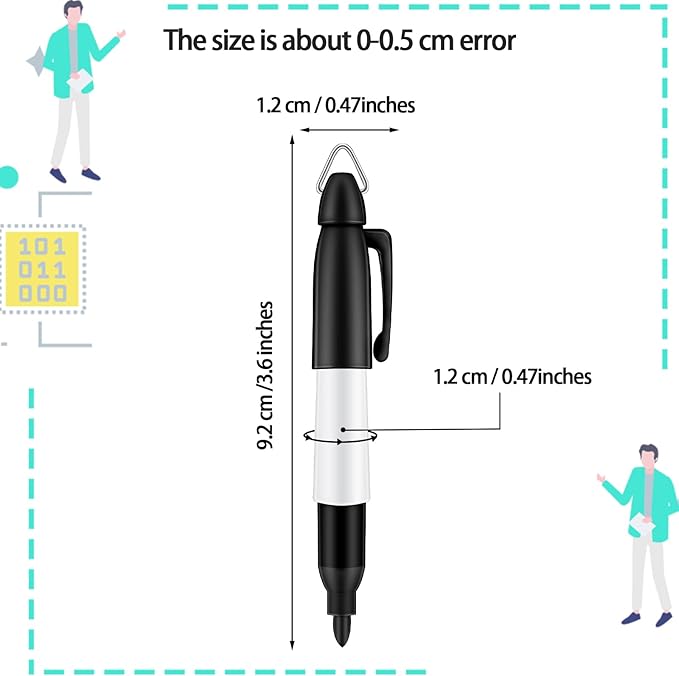 12 Pcs Mini Permanent Markers with Golf Keychain Clips for Nurses Badge Quick Drying Fine Point Ink Pens for Office Outdoor Activities