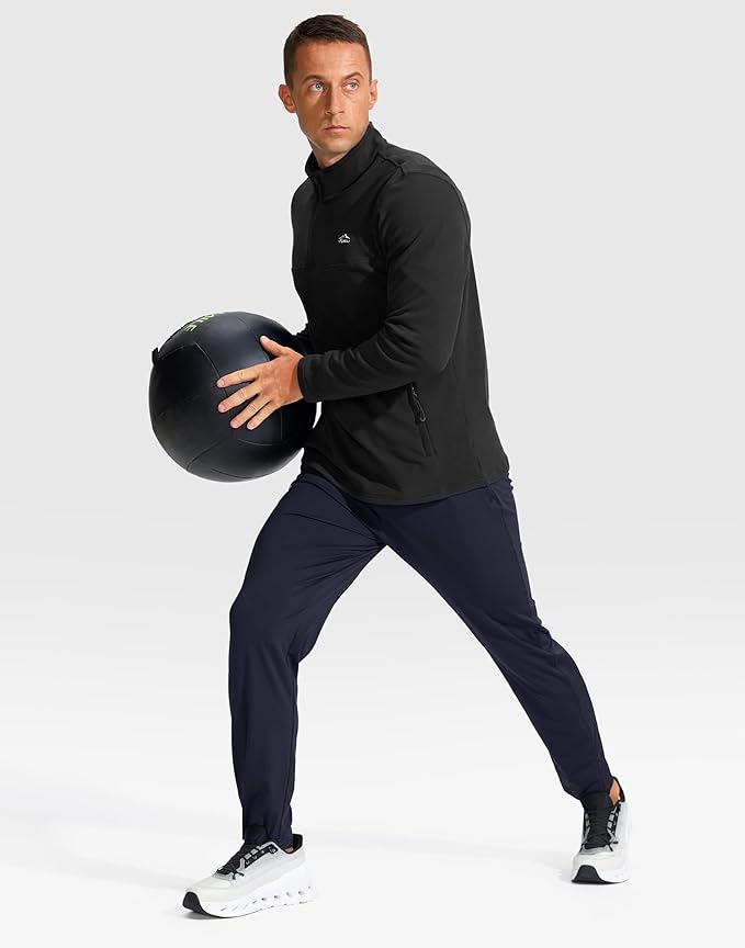 Pudolla Men's Quarter Zip Pullover with 2 Pockets Fleece Warm Soft Golf Sweatshirts for Athletic Workout Running
