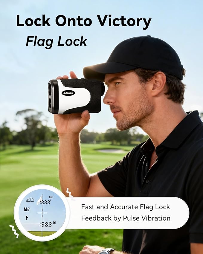 Golf Rangefinder with Slope, 1200 Yards Laser Range Finder Golfing with External Screen, Flag Pole Locking Vibration, 6X Magnification, Golf Accessories for Men
