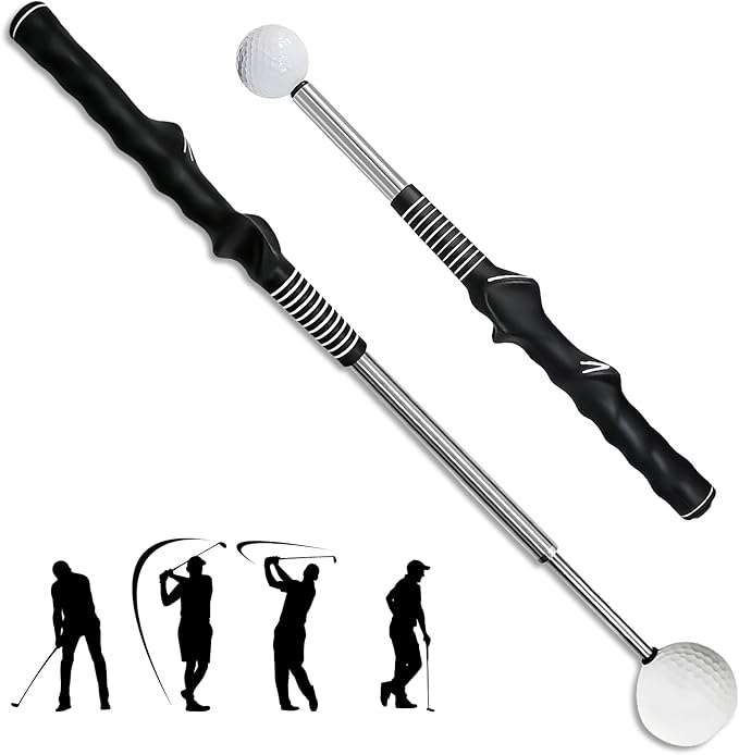 Golf Swing Trainer & Golf Grip Trainer – Retractable Golf Training Aid with Click Feedback for Tempo, Strength & Accuracy | Portable Golf Training Grip Tool for Indoor & Outdoor Practice