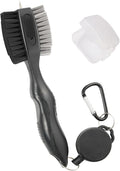 Golf Club Brushes, Golf Cleaning Tool, with Retractable Cleaning Nails, Nylon and Wire Bristles Oversize Double Brush Head with 2ft Retractable Zip-line Metal Buckle