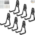 Garage Storage Utility Hooks，Garage Garden Tool Organizer，Steel Wall Mount Hooks, Garden Small U Hooks (6 Pack-Black)
