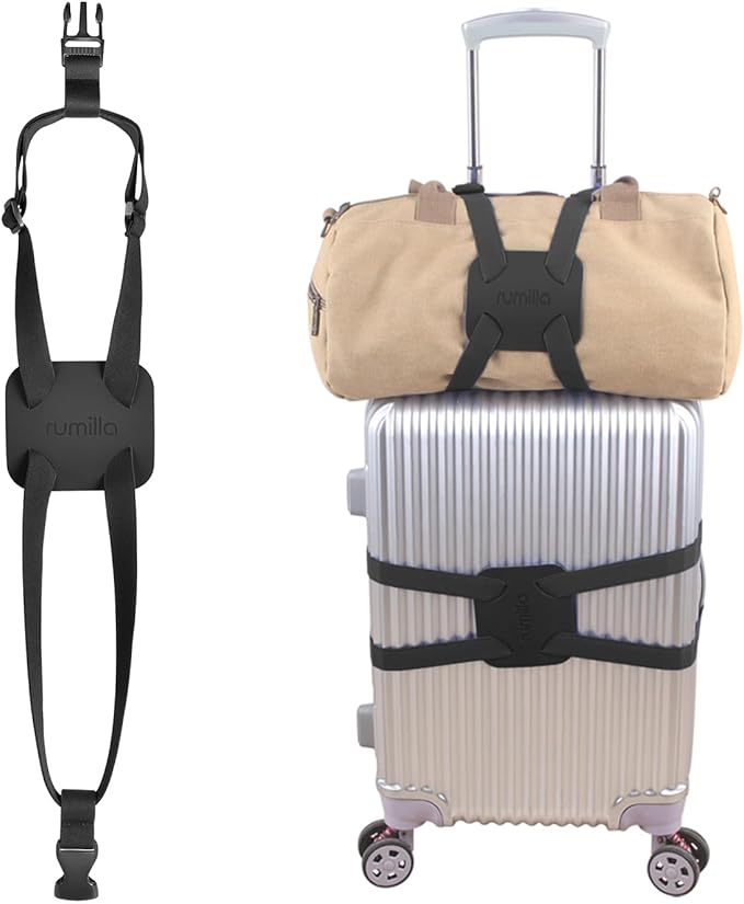 Luggage Straps Bag Bungees for Add a Bag Easy to Travel Suitcase Elastic Strap Belt (Black Luggage strap-1PCS)
