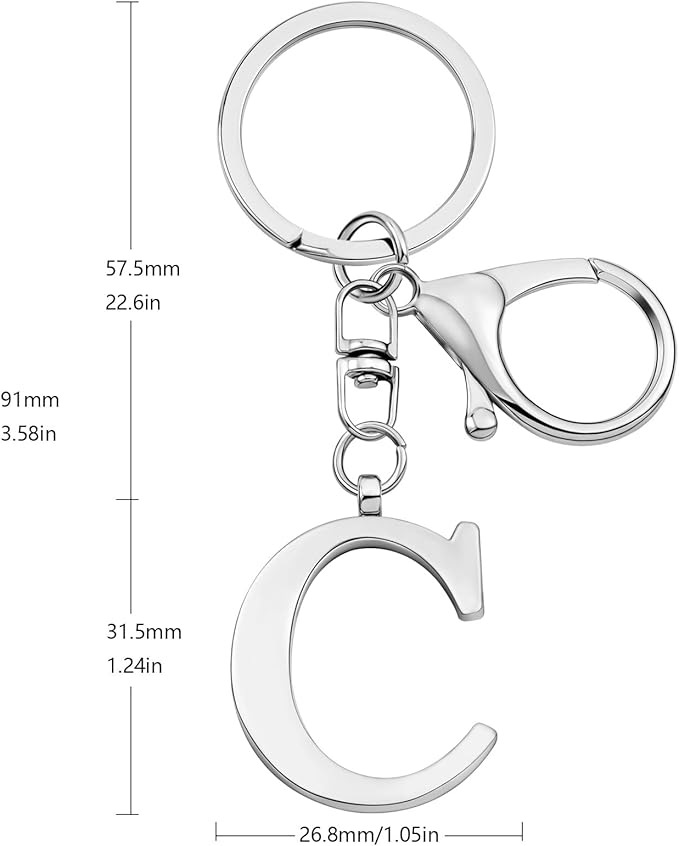 LAXPICOL Gold Letter A-Z Keychain for Women Bag Charms Purse Charms For Handbags Metal Alphabet Initial Letter Keychain