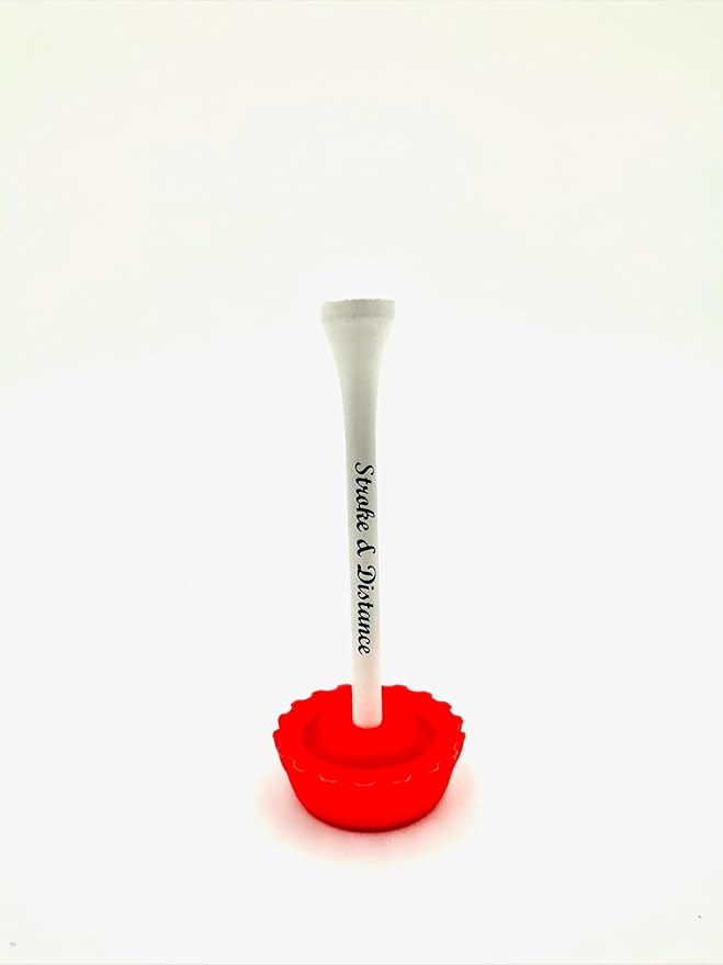Stroke & Distance Bottle Cap Tee Double Pack - Keep Beverages Secure & Tee Off in Style - Par 3 Height - Insert Any Tee - Training Aid