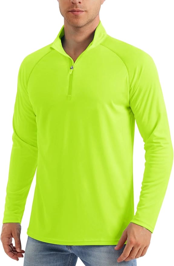 MAGCOMSEN Men's Long Sleeve Sun Shirts UPF 50+ Tees 1/4 Zip Up Fishing Running Rash Guard T-Shirts Outdoor Shirt