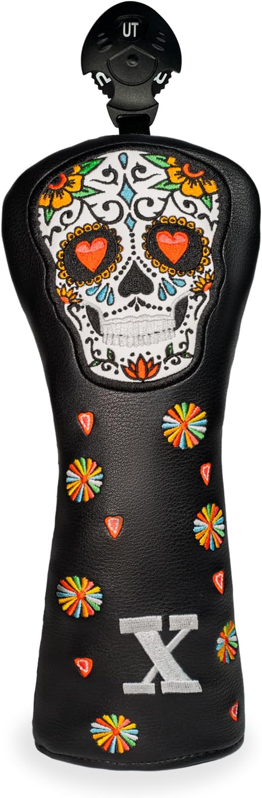 Colorful Skeleton Embroidery Club Covers Driver Headcovers Fairway Wood Cover Hybrid Head Cover Leather 3 Wood Headcover Golf Club Covers for Most Brand.