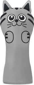 Golf Kitty Head Cover Golf Club White Leather Headcovers 1pc/4pcs Set Fits Driver Fairway Wood Hybrid Utility Putter Iron Wedge Headcover.