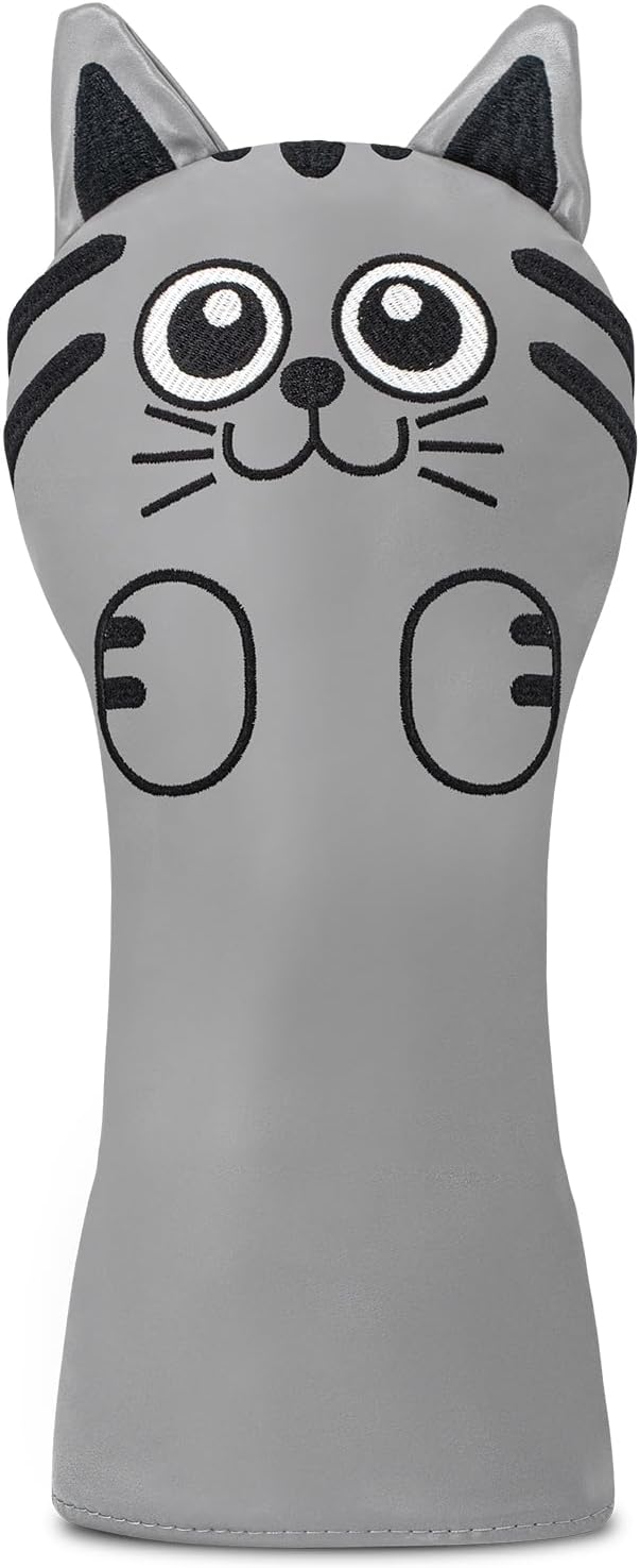 Golf Kitty Head Cover Golf Club White Leather Headcovers 1pc/4pcs Set Fits Driver Fairway Wood Hybrid Utility Putter Iron Wedge Headcover.