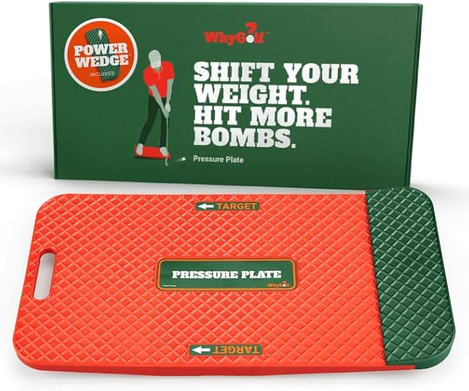 WHYGOLF Swing Trainer Pressure Plate with Power Wedge – Improve Weight Shift, Balance & Accuracy – Golf Training Aid for Increased Power & Control – Teaching Tool for Club Practice & Drills