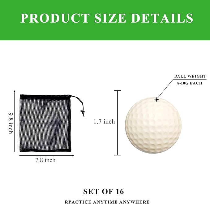 Foam Golf Practice Balls 16 or 54 Pack Soft Limited Flight Golf Balls, Perfect for Indoor and Backyard Swing Practice!…