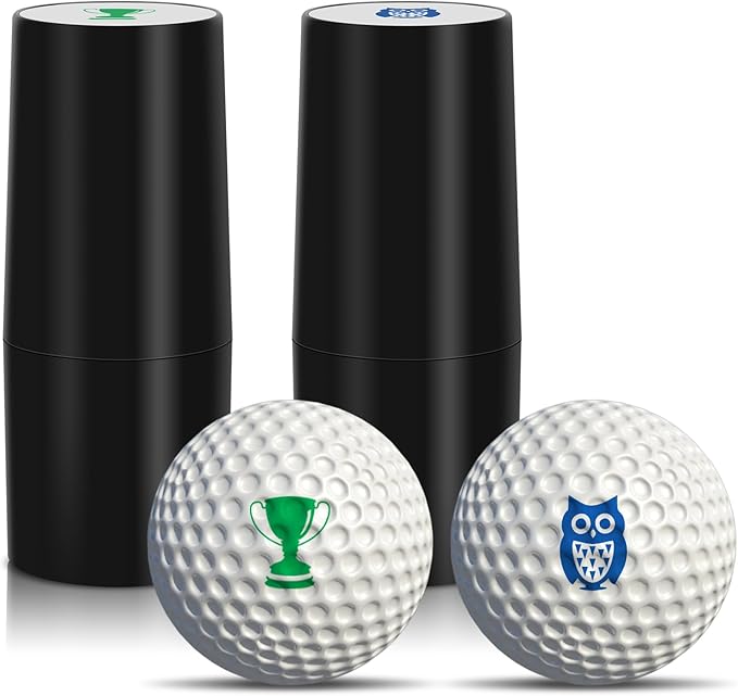 TAOLAVB 2 Pack Professional Golf Ball Stamper, Quick-Dry, Mini Golf Ball Marker with Fun Patterns, Waterproof & Fade-Resistant, Reusable Golf Ball Stamp Suitable for Both Indoor and Outdoor Use