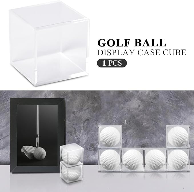GRAND ORANGE Golf Ball Display Clear Case Cube Square Stackable Holder Plastic