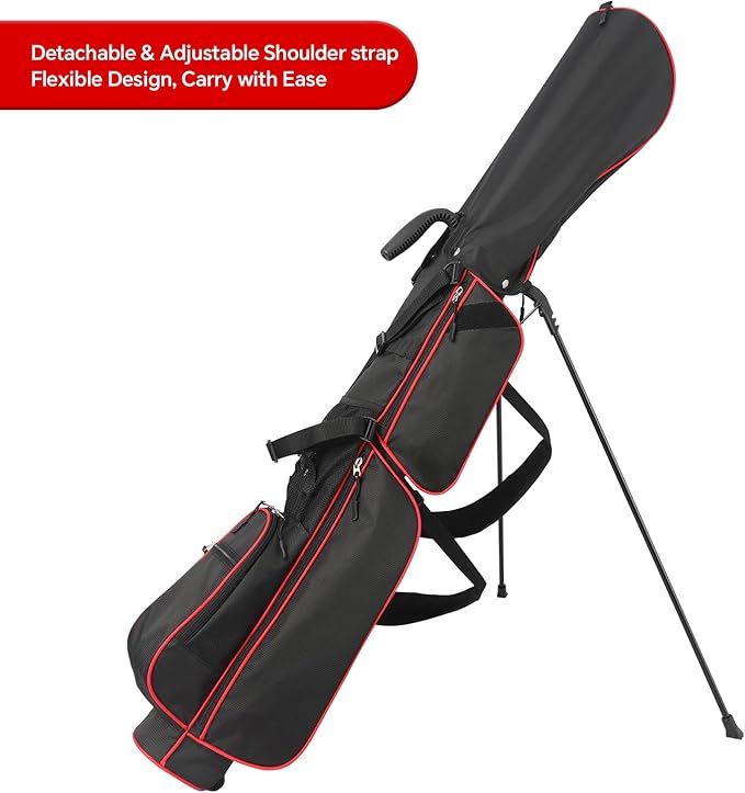 Golf Bag Lightweight Carry Bag, Dual Strap Golf Stand Bag with 6 Pockets, Lightweight Small Golf Bag for a Few Clubs and Rain Cover Hood