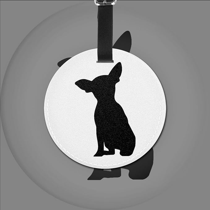 Chihuahua Dog Luggage Tags for Suitcases, Pu Leather Baggage Tags Identifiers for Travel, Name Id Label for Baggage Bag Women Men