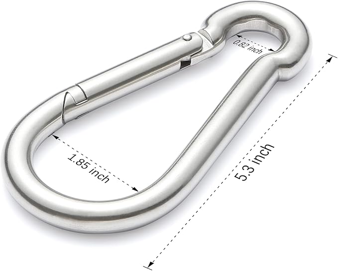 sprookber Stainless Steel Spring Snap Hook Carabiner - 304 Stainless Steel Clips, Set of 6