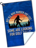 Not All Who Wander are Lost Polyester Printed Golf Towel for GolfBag, Funny Golf Gifts & Accessories for Men Women Golfs Fan Dad Grandpa, GolfLover Retirement Birthday Gifts (Navy Blue)