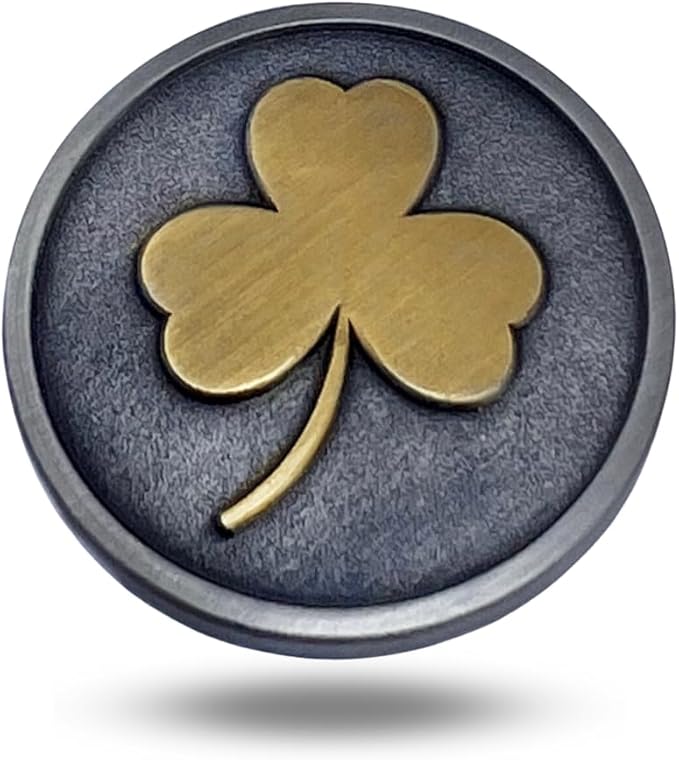 Full Metal Markers Irish Shamrock Ireland Clover Unique Magnetic Metal Golf Ball Marker with Hat Clip Accessory for Men & Women