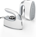 Sundu Small Iron for Clothes with Steam,Travel Iron Portable Non-Stick Soleplate Steamer for Quilting & Sewing,300 Microsteam Holes,90ml Water Tank,Lockable Safety Base-Silver