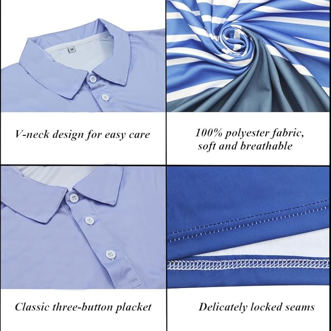 Men's Long Sleeve Golf Shirt Quick Dry 3 Button Work Fishing Outdoor Casual Collar Shirt